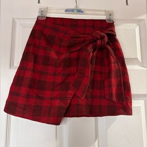 Wilfred red plaid skirt with bow tie in the front